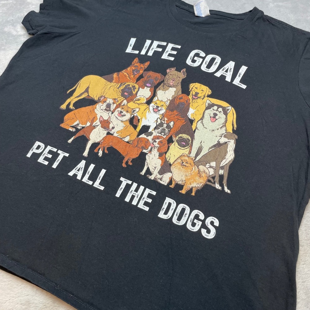 Womens Dog Lover Graphic T Shirt Size 3XL Black Life Goal Pet All The Dogs